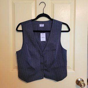 Jamie Oversized Suiting Vest in Charcoal Pinstripe
